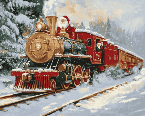 Christmas Santa Claus Train Diamond Painting