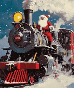 Christmas Santa Train Diamond Painting