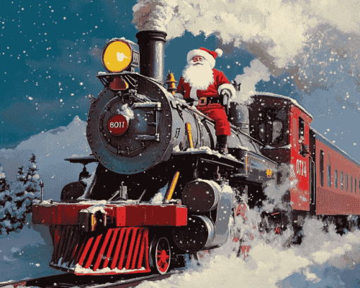 Christmas Santa Train Diamond Painting