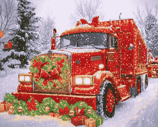 Christmas Vintage Truck Diamond Painting