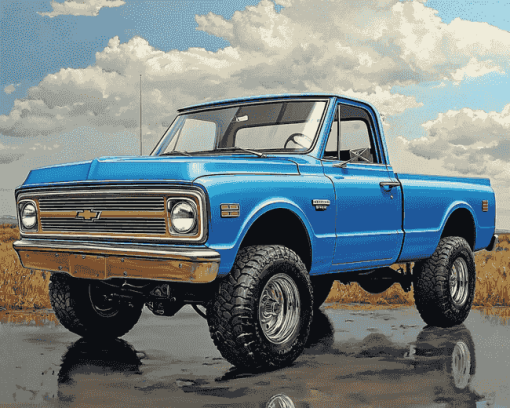 Classic Blue 1968 Chevrolet Truck Diamond Painting