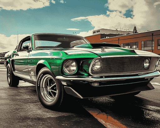 Classic Green Mustang Car Diamond Painting