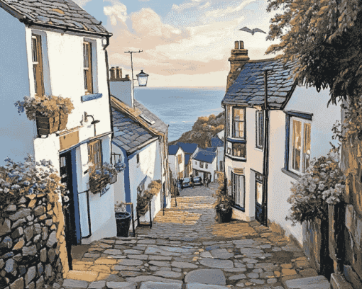 Clovelly Streets and Buildings Diamond Painting