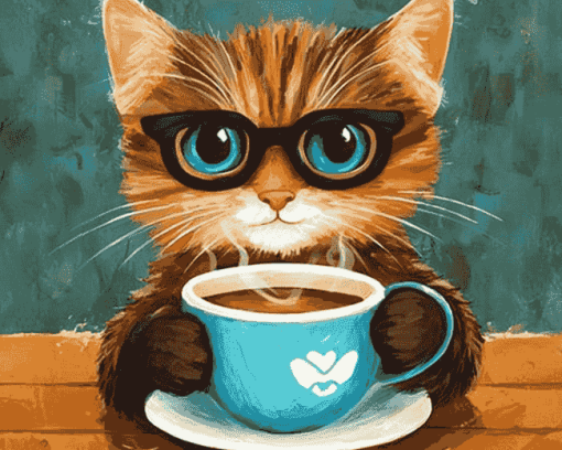 Coffee Cat Diamond Painting