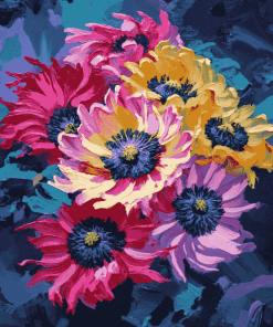 Colorful Anemone Blossoms Diamond Painting