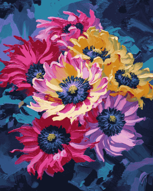 Colorful Anemone Blossoms Diamond Painting