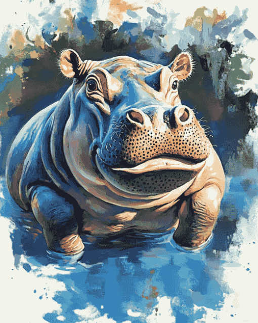 Colorful Baby Hippo Diamond Painting