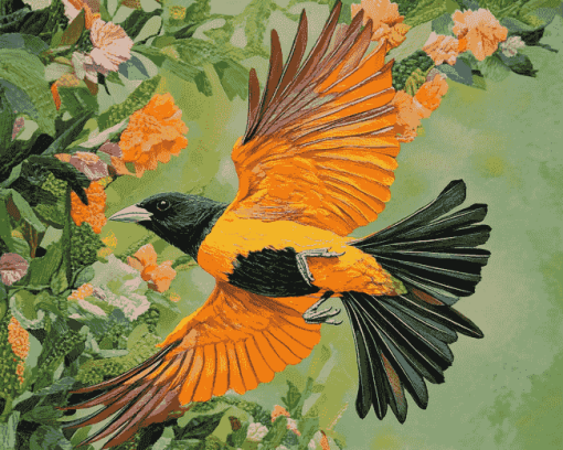 Colorful Baltimore Oriole Diamond Painting