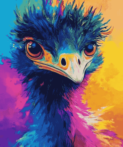 Colorful Blue Emu Diamond Painting