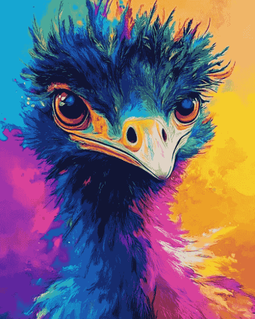 Colorful Blue Emu Diamond Painting