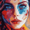 Colorful Blue Eyes Woman Diamond Painting