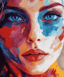 Colorful Blue Eyes Woman Diamond Painting