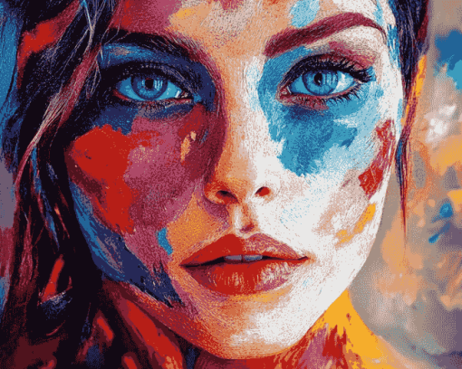 Colorful Blue Eyes Woman Diamond Painting