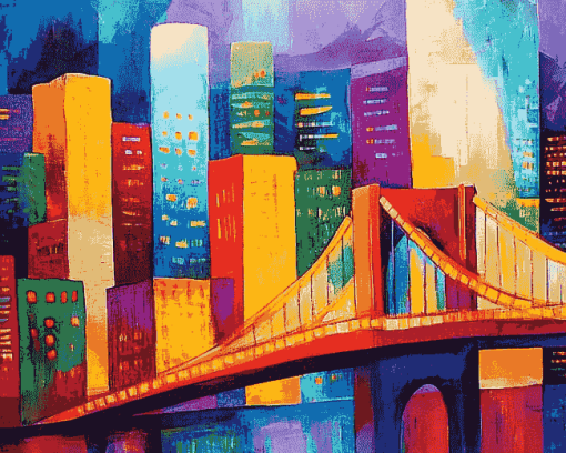 Colorful Brooklyn Bridge Cityscape Diamond Painting