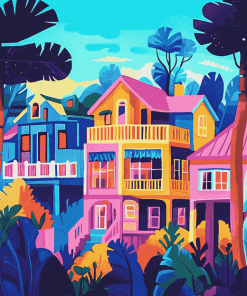 Colorful Buildings Home Diamond Painting