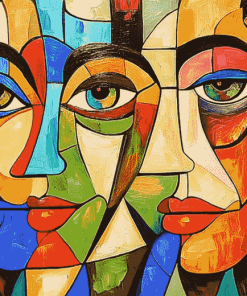 Colorful Cubism Faces Diamond Painting