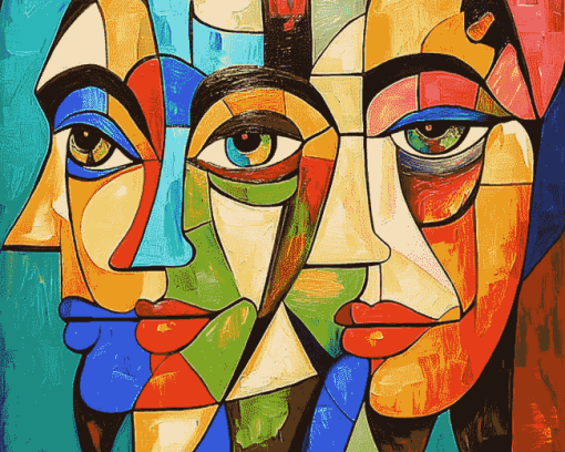 Colorful Cubism Faces Diamond Painting