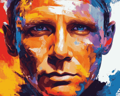 Colorful Daniel Craig Celebrity Diamond Painting