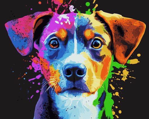 Colorful Dog Splatter Diamond Painting