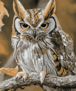 Colorful Eastern Screech Owl Diamond Painting