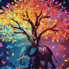 Colorful Elephant Tree Diamond Painting