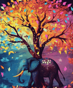 Colorful Elephant Tree Diamond Painting