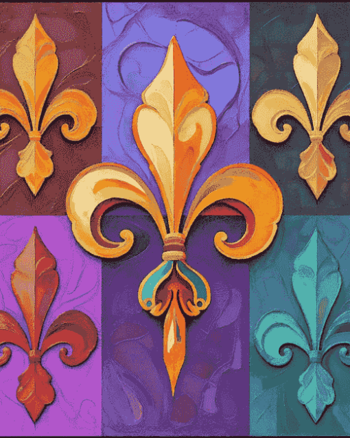 Colorful Fleur De Lis Design Diamond Painting