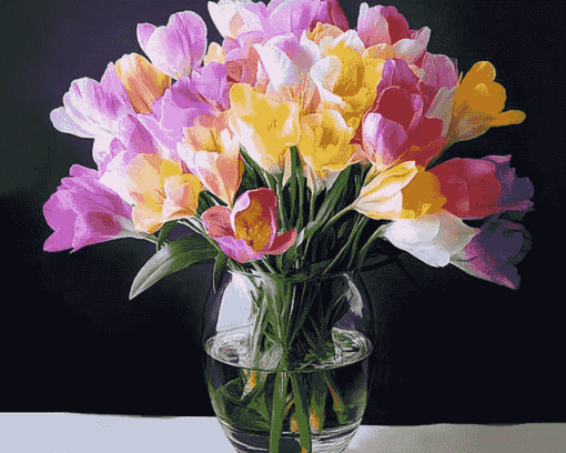 Colorful Freesias Bouquet Diamond Painting