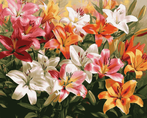 Colorful Lily Blossoms Diamond Painting