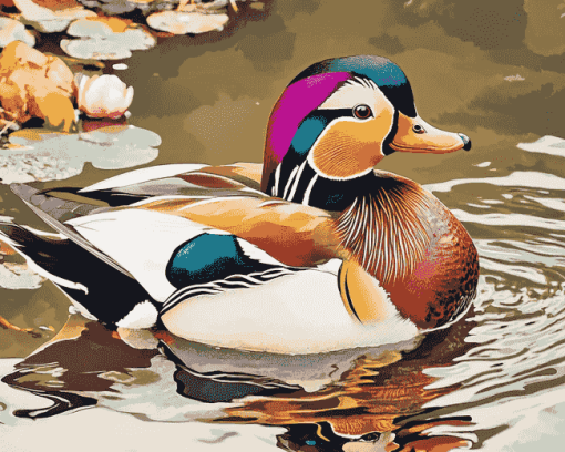 Colorful Mandarin Duck Diamond Painting