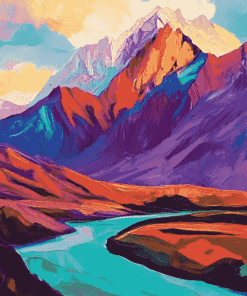 Colorful Mountain Landscape Diamond Painting