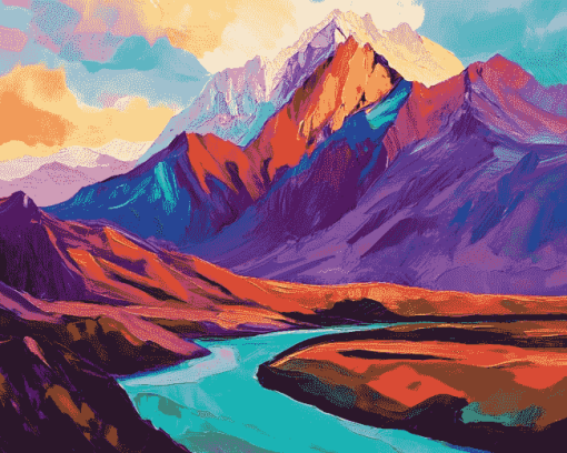 Colorful Mountain Landscape Diamond Painting