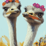 Colorful Ostriches Bird Diamond Painting