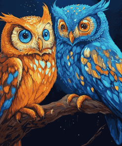 Colorful Owls Artwork Diamond Painting