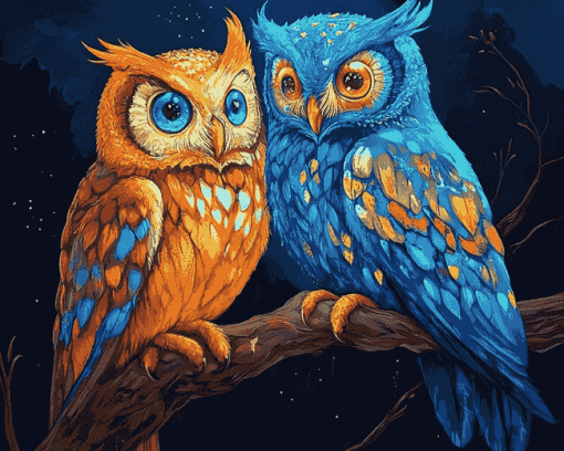 Colorful Owls Artwork Diamond Painting