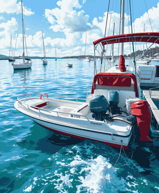 Colorful Pontoon Sailboats Diamond Painting