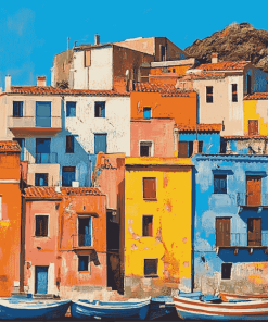 Colorful Sardinian Cityscape Diamond Painting