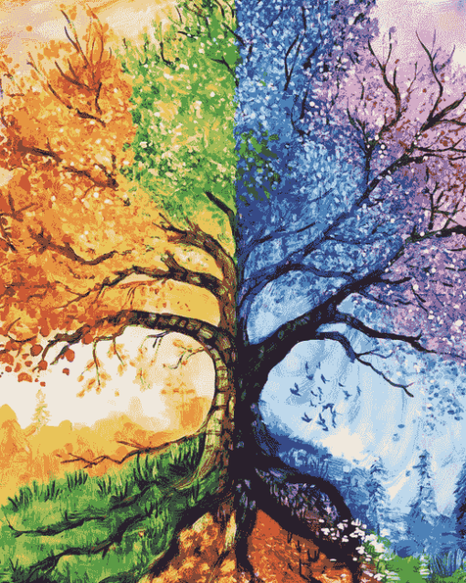 Colorful Seasons Tree Diamond Painting