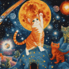 Colorful Space Cat Diamond Painting