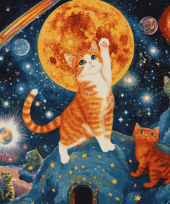 Colorful Space Cat Diamond Painting