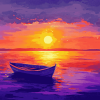 Colorful Sunset Boat Seascape Diamond Painting