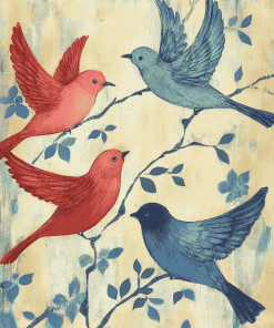 Colorful Three Birds Diamond Painting