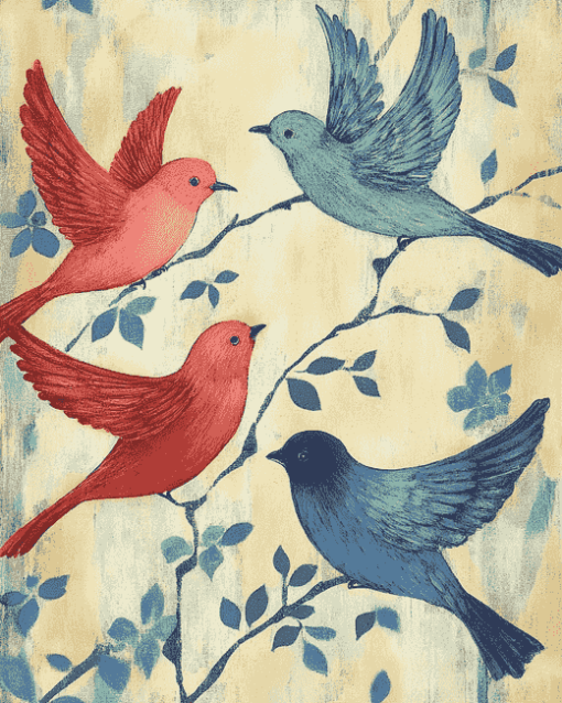 Colorful Three Birds Diamond Painting