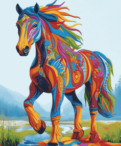 Colorful Tribal Horse Painting Diamond Painting