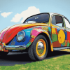 Colorful Volkswagen Bug Engines Diamond Painting