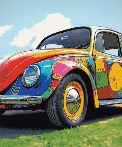 Colorful Volkswagen Bug Engines Diamond Painting