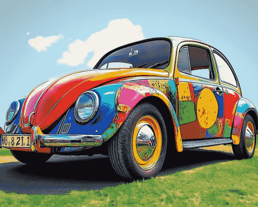 Colorful Volkswagen Bug Engines Diamond Painting