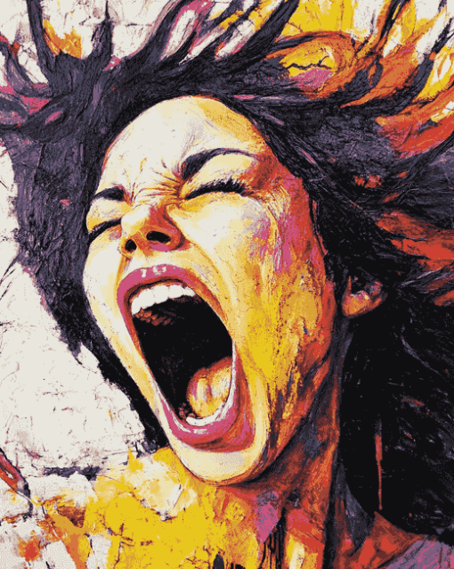 Colorful Woman Screaming Diamond Painting