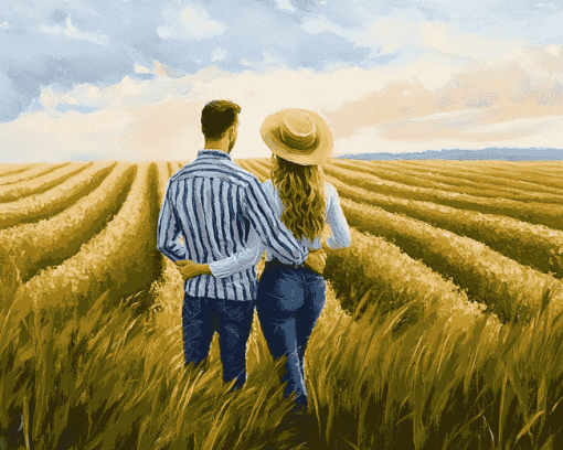 Countryside Romance in Farm Fields Diamond Painting