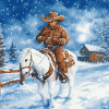 Cowboy Snowman Winter Wonderland Diamond Painting